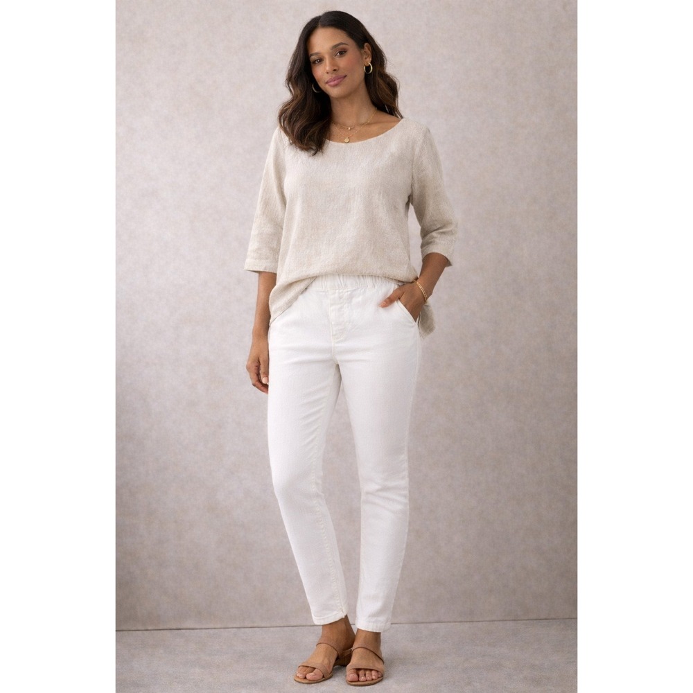 NWT Eileen Fisher Organic‎ Cotton Stretch Denim White Jegging Pants Size Medium